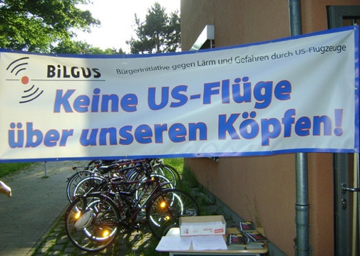Banner von BilGUS - Keine US-Flüge über unseren Köpfen
